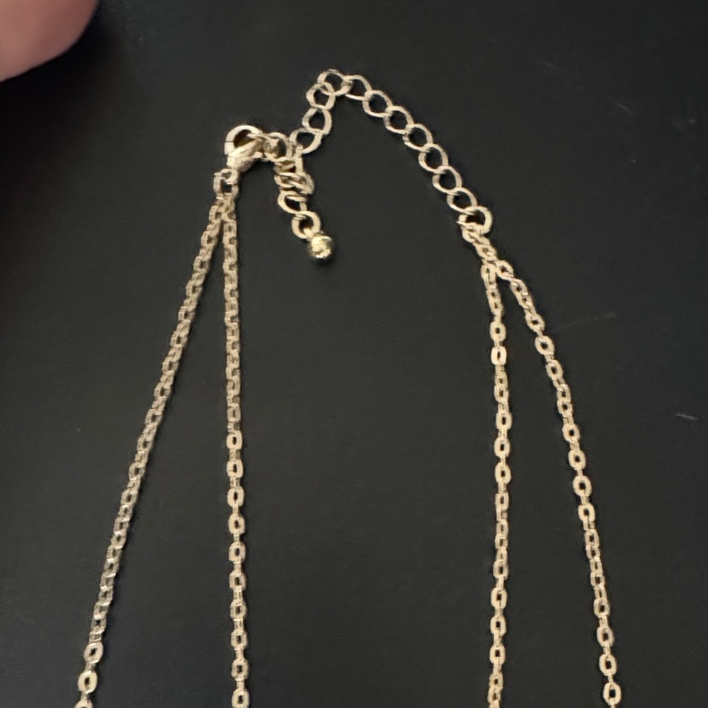 Elegant Gold plated Layered Necklace with Crystal Accents - Picture 3 of 3